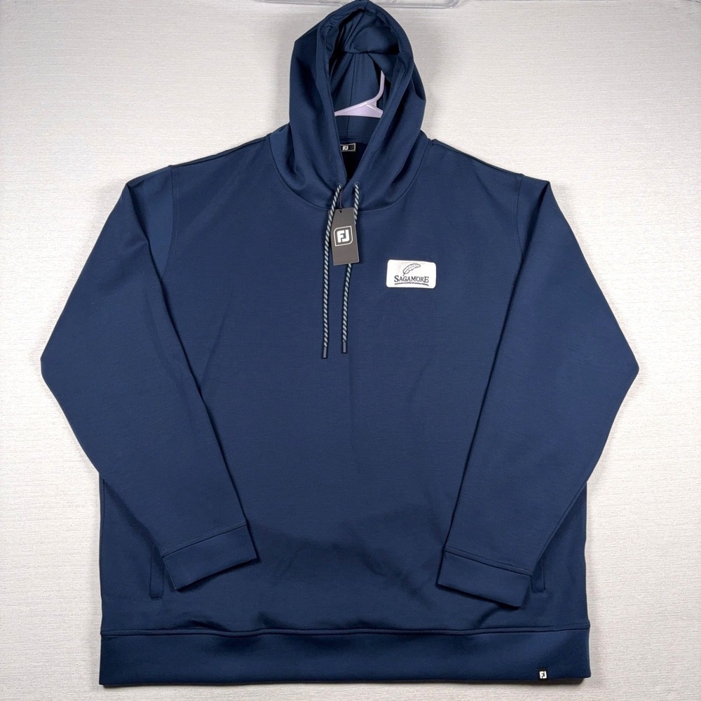 Footjoy Shift Hoodie Mens 3XL Blue Poly Stretch Sagamore (IN) Golf Club Logo NEW